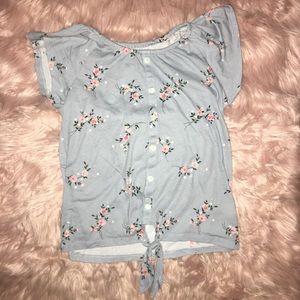 Floral blue off the shoulder top